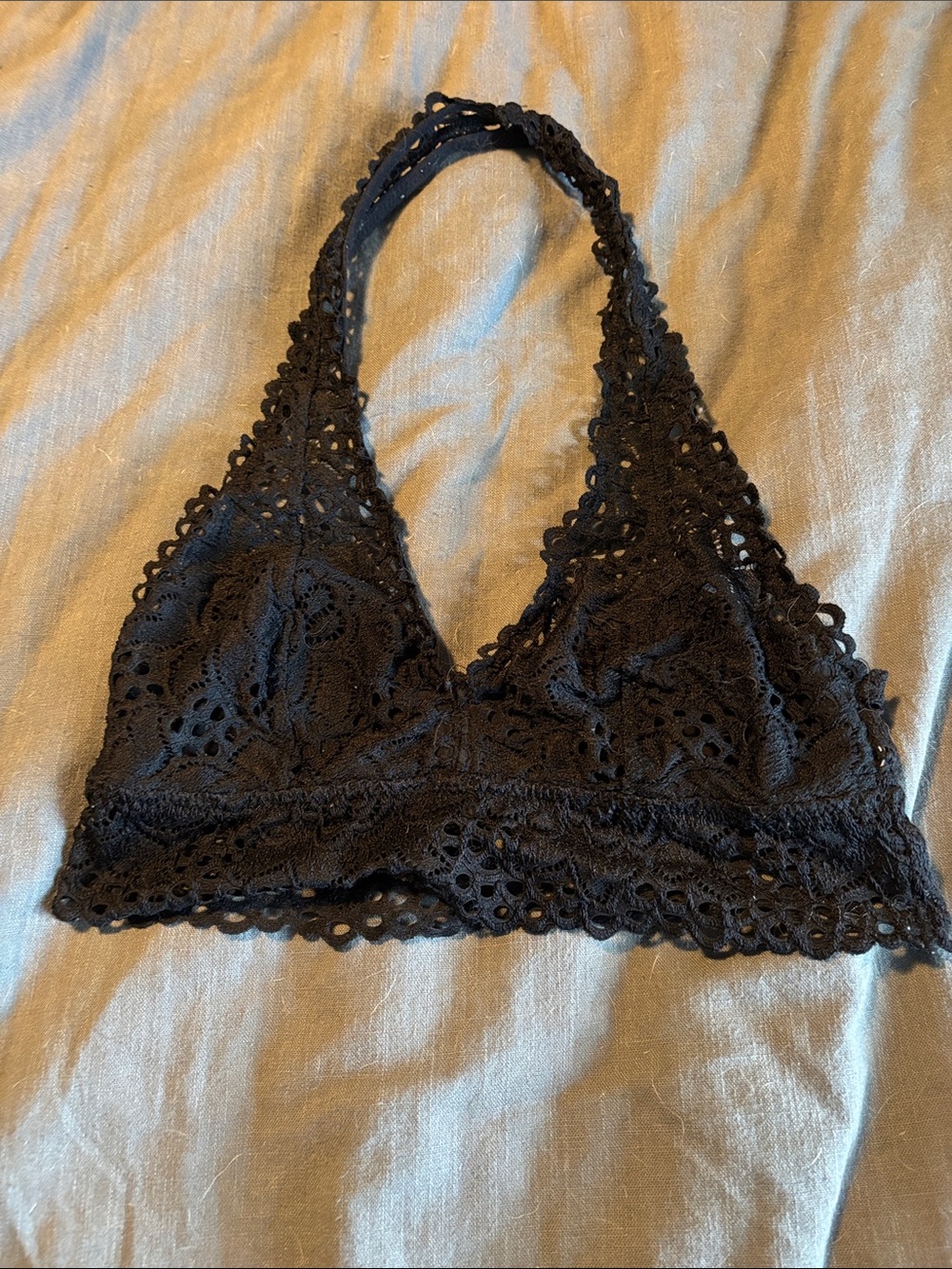 aerie Black Lace Halter Bralette